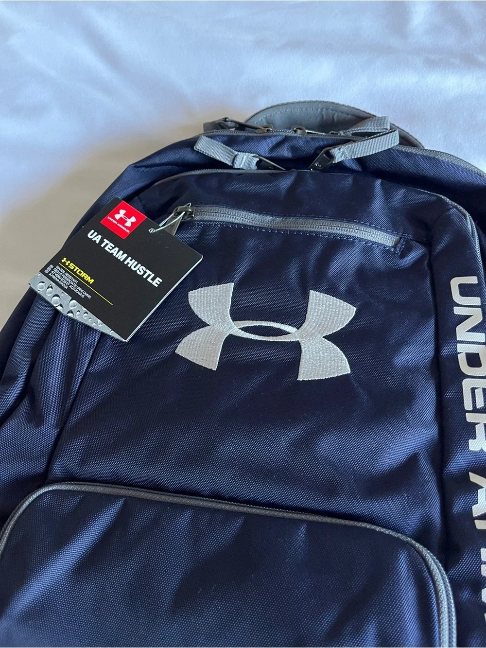Under Armour UA Team Hustle Storm Backpack Navy Blue Unisex Laptop School Bag